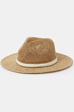 Accessorize Beige & White Chain Trim Fedora Hat, Size: 57cm, Women