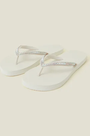 Accessorize Crystal Embellished Flip Flops , Size: S