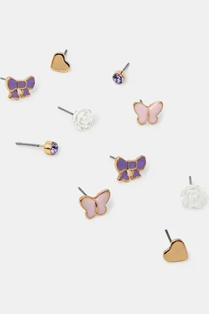 Accessorize 5-Pack Girls Butterfly Bow Stud Earrings