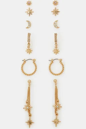 Accessorize 6-Pack Celestial Chain Stud and Hoop Earrings