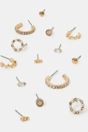 Accessorize 7-Pack Pearl Gem Stud and Hoop Earrings