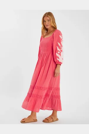 Accessorize Pineapple Applique Smocked Maxi Dress , Size: S