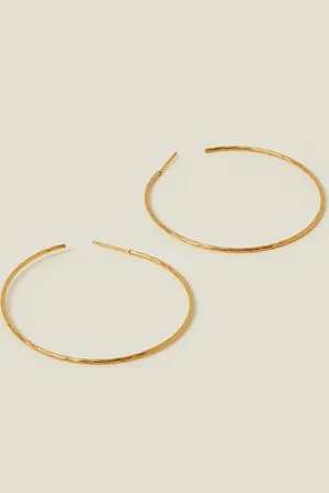Accessorize 14ct -plated Large Diamond Cut Hoop Earrings