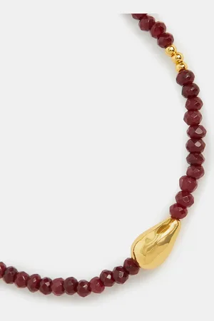 Accessorize 14ct -plated Nugget Ruby Quartz Bead Bracelet