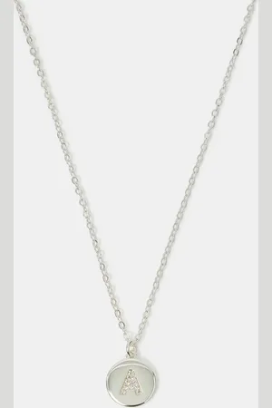 Accessorize Sterling -plated Diamante Initial Round Pendant Necklace , Size: N