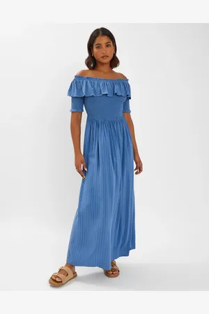 Accessorize Off-the-shoulder Smocked Maxi Dress , Size: L