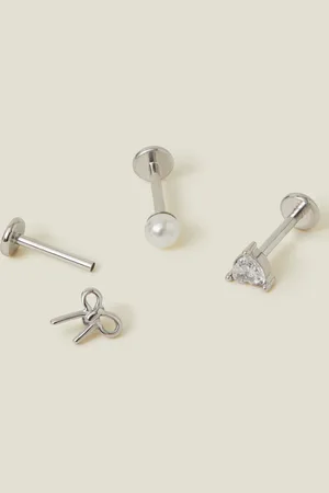 Accessorize 3-Pack Platinum-plated Surgical Steel Flatback Stud Earrings