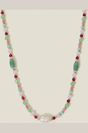 Accessorize Sterling Silver-plated Semi-precious Bead Necklace