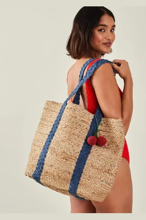 Accessorize Multicolour Denim Strap Jute Shoulder Bag