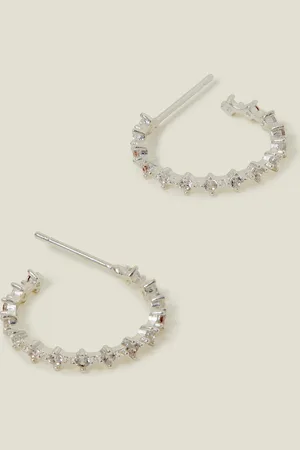 Accessorize Sterling Silver-plated Fine Diamanté Hoop Earrings