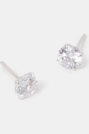 Accessorize Sterling Silver Round Diamante Stud Earrings