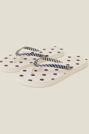 Accessorize Polka Dot Stripe Flip Flops , Size: M