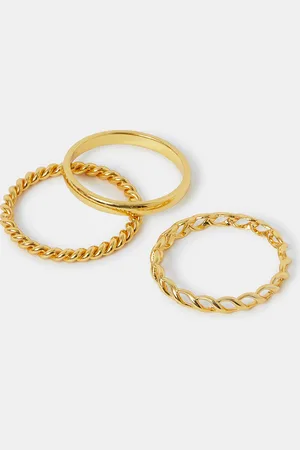 Accessorize 3-Pack 14ct -plated Stacking Rings , Size: L