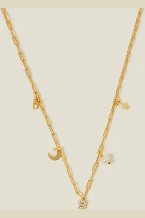 Accessorize 14ct -plated Initial Charm Necklace , Size: M