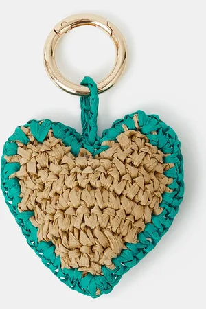 Accessorize Woven Raffia Heart Bag Charm