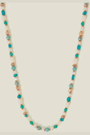 Accessorize Mix Beaded Necklace Turquoise