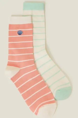 Accessorize 2-Pack Stripey Shell Socks