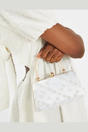 Accessorize Cream and Gold Beaded Bridal Handbag, Size: 12x7x17cm, Women