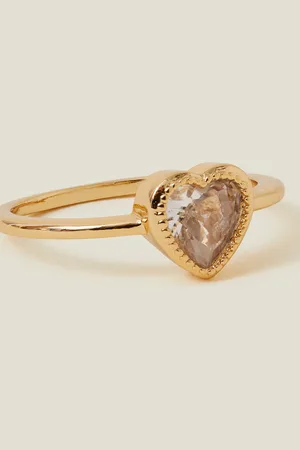 Accessorize 14ct -plated Sparkle Heart Ring , Size: xs