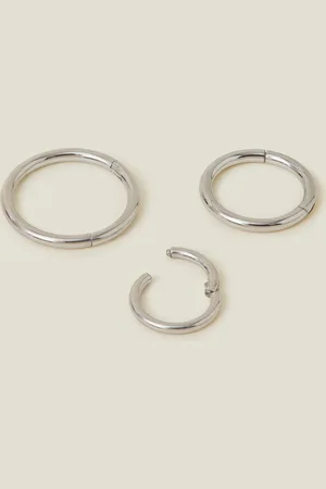 Accessorize 3-Pack Platinum-plated Surgical Steel Clicker Hoops