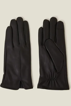 Accessorize Faux Fur Lined Touchscreen Leather Gloves , Size: M / L, Women