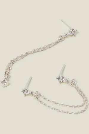 Accessorize Sterling Silver-plated Diamante Chain Drop Earrings