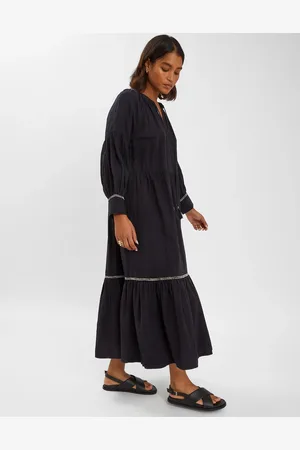 Accessorize Long-sleeve Tiered Maxi Dress , Size: L