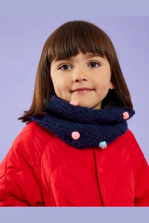 Accessorize Girls Pom Pom Knit Snood, Kids