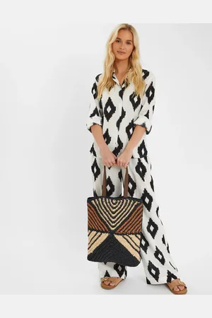 Accessorize Navy Blue Mix Raffia Tote Bag