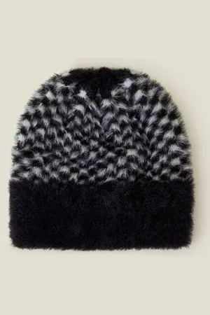 Accessorize Checkerboard Fluffy Beanie, Women