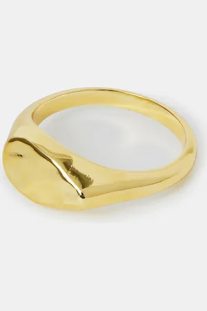 Accessorize 14ct -plated Molten Signet Ring , Size: L