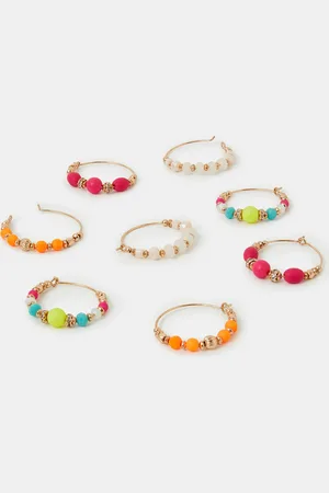 Accessorize 4-Pack Mix Bead Hoop Earrings
