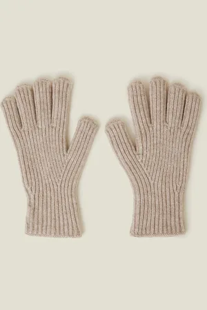 Accessorize Cream Must-have Ribbed Rib Knitted Gloves, Women