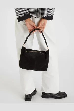 Accessorize Black Braided Strap Suede Shoulder Bag