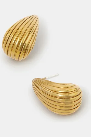 Accessorize 14ct -plated Ribbed Curve Drop Earrings