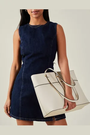 Accessorize Large Faux Leather Tote Bag Cream