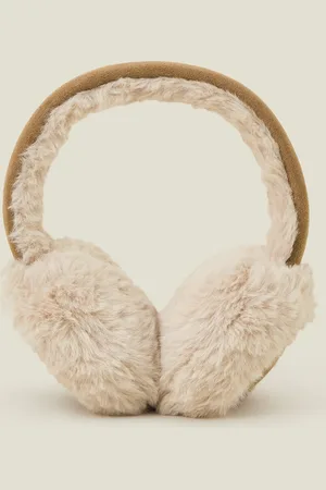 Accessorize Cream/beige Faux Fur Suedette Earmuffs, Size: 13cm, Women