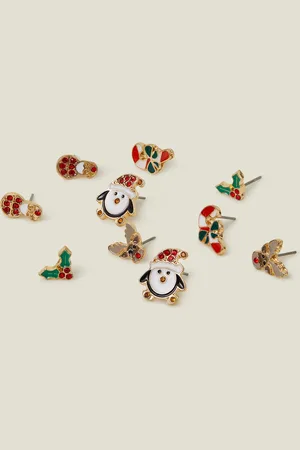 Accessorize 5-Pack Glitter Christmas Stud Earrings