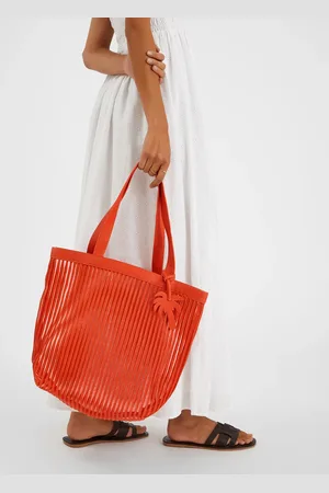 Accessorize Orange Mesh Stripe Shopper Bag