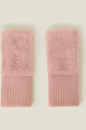 Accessorize Fluffy Knit Cut Off Gloves