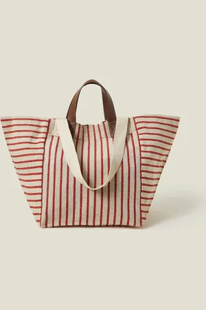 Accessorize Beige Large Stripe Canvas Tote Bag