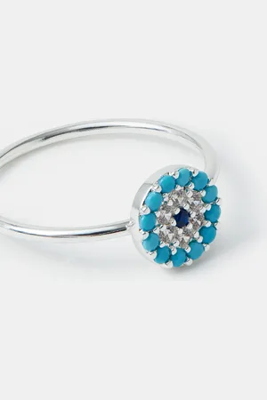 Accessorize Sterling -plated Evil Eye Ring , Size: S