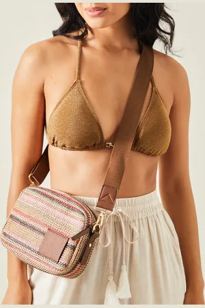 Accessorize Small Stripe Raffia Cross-body Bag, Size: 15x7x21cm, Women
