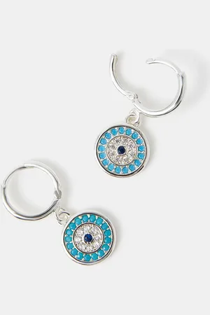 Accessorize Sterling Silver-plated Evil Eye Hoop Earrings