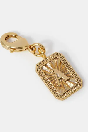 Accessorize 14ct -plated Framed Initial Charm , Size: M