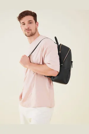Accessorize Black Leather Smart Classic Zip Around Backpack, Size: 36x28cm, Women