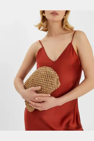 Accessorize Gold Metallic Woven Clutch Bag