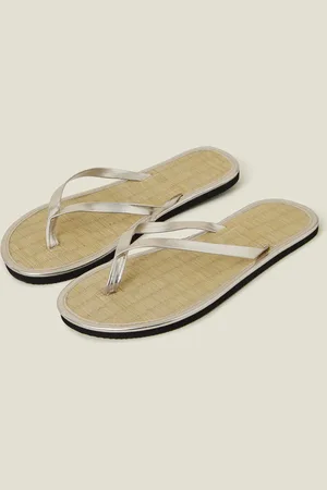 Accessorize Plain Seagrass Flip Flops , Size: M, Women