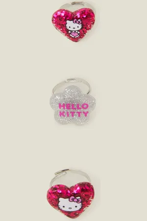 Accessorize 3-Pack Girls Hello Kitty Glitter Rings, Girl
