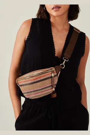 Accessorize Multicolour Stripe Raffia Bum Bag